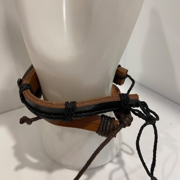 Pot Leaf Weed Leather 2 Bracelet duo Set With Metal Plate & Adjustable Strap - Picture 6 of 12